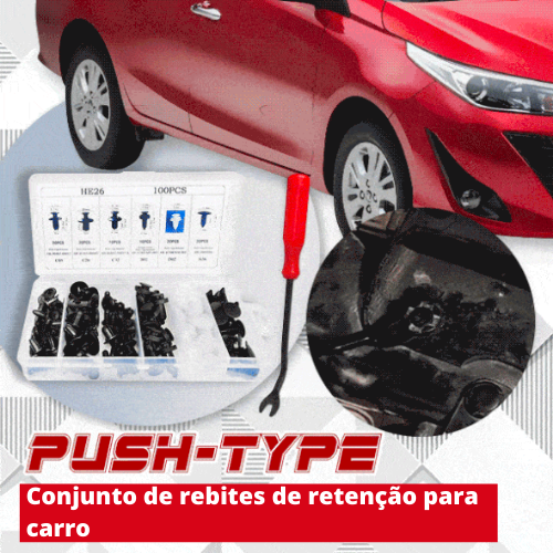 Rebites Push-Type - 100 Peças + Chave removedora