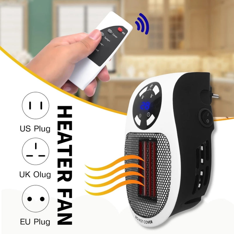 Portable Electric Heater Plug in Wall Heater Room Heating Stove Mini Household Radiator Remote Warmer Machine For Winter 500W
